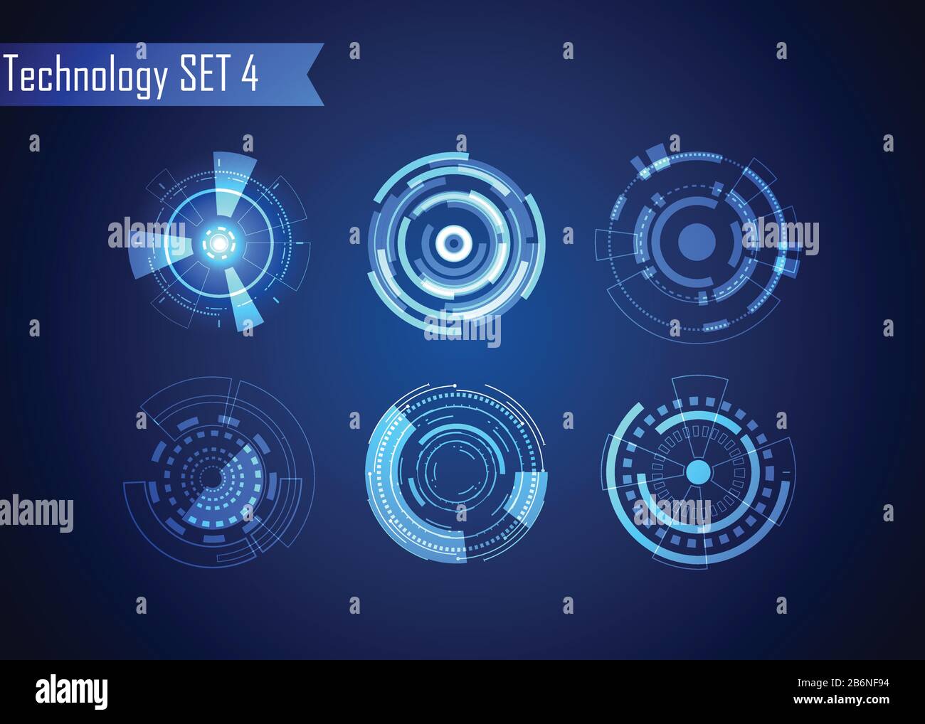 Set of Circle Abstract Digital Technology UI Futuristic HUD Virtual ...