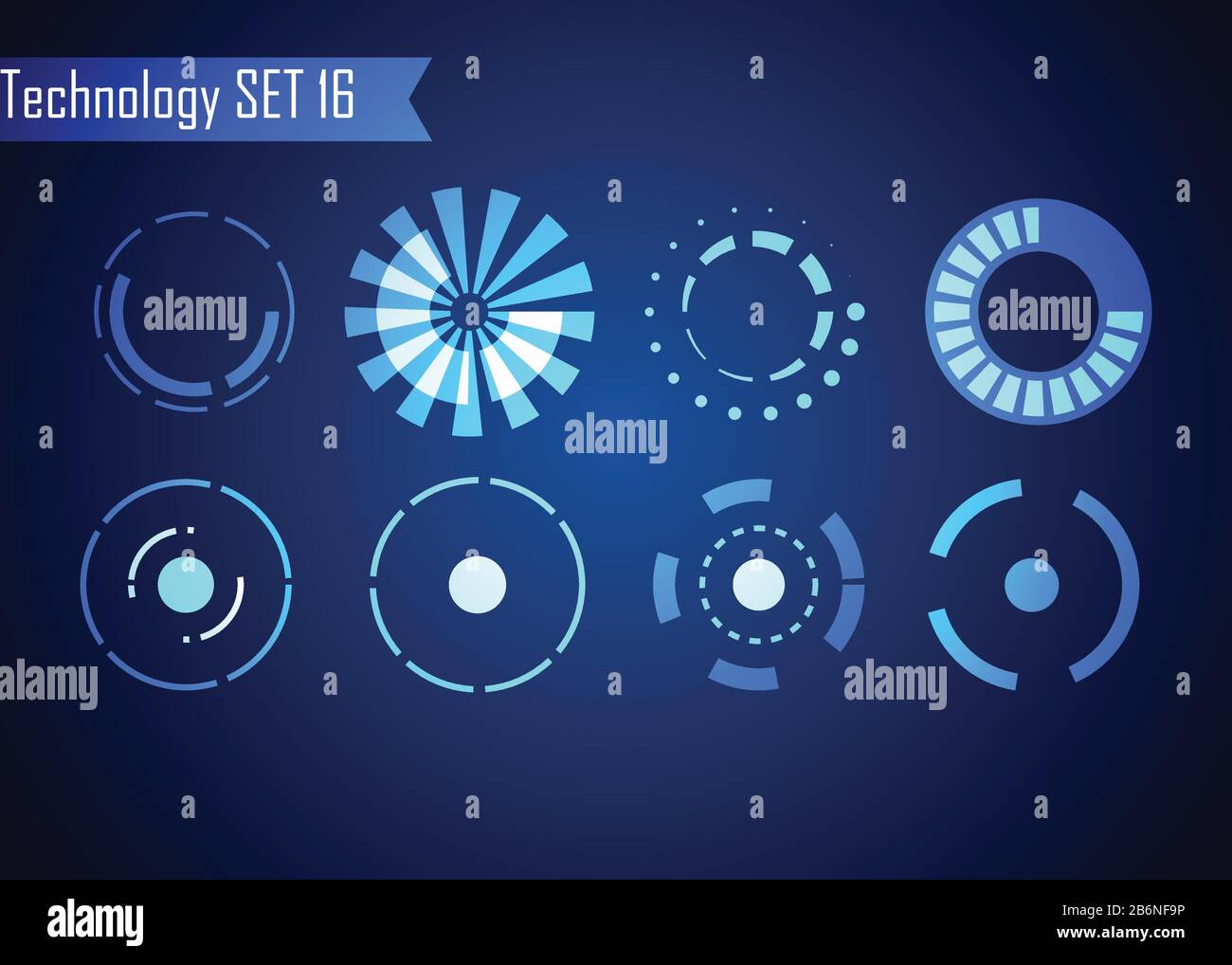 Set of Circle Abstract Digital Technology UI Futuristic HUD Virtual ...