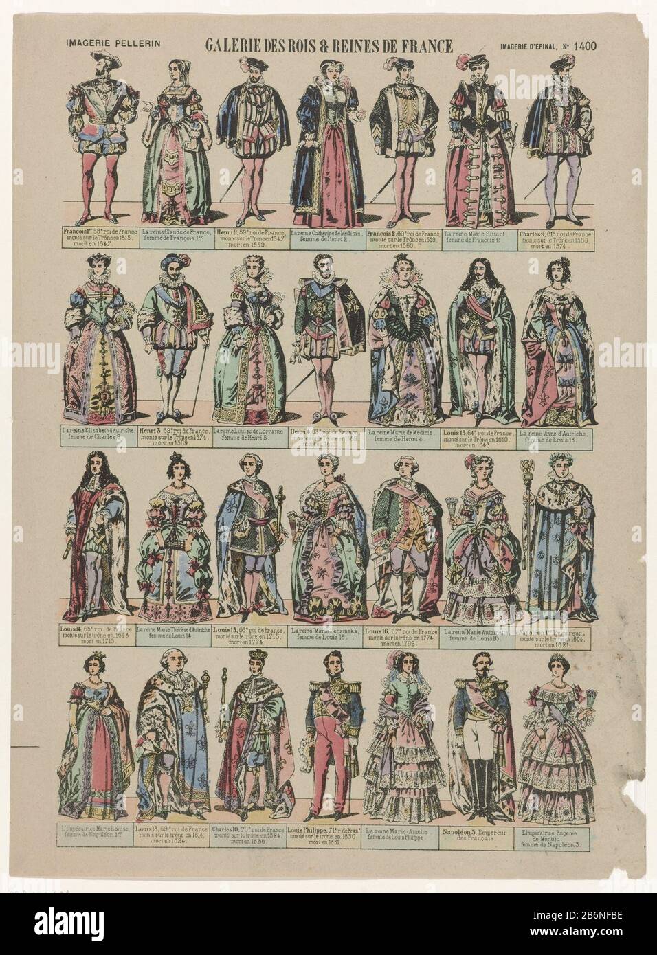 Galerie Des Rois Et Reines De France Pellerin From Epinal No 1400 Manufacturer Printmaker Anonymous Place