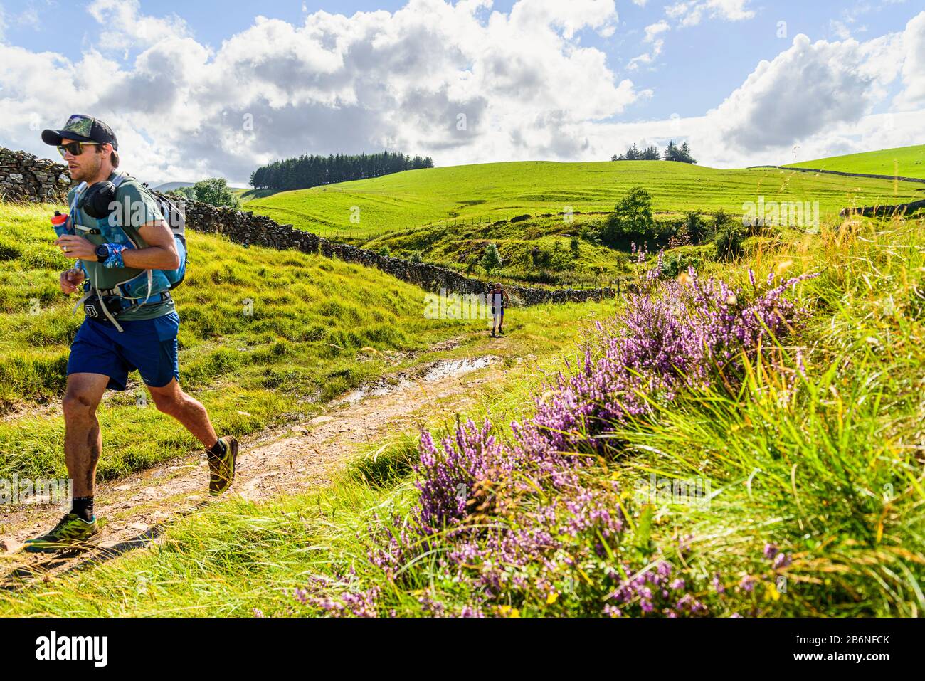 Fell runners near Smardale Bridge in the Yorkshire Dales Stock Photo