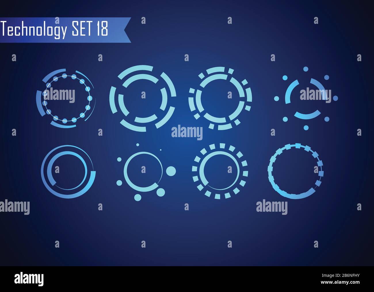 Set of Circle Abstract Digital Technology UI Futuristic HUD Virtual ...