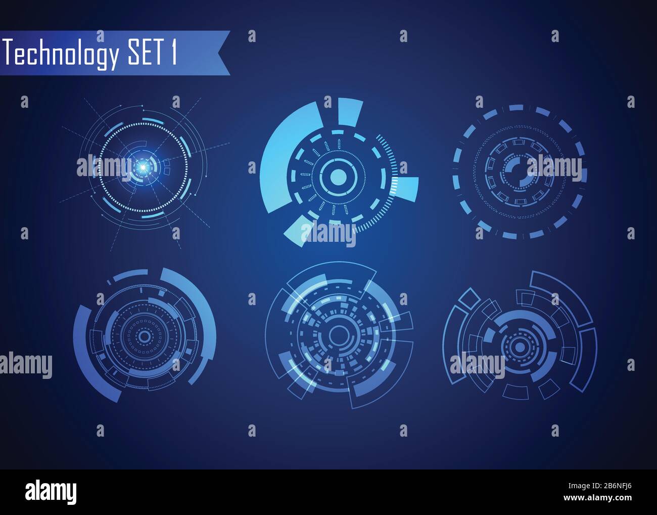 Set of Circle Abstract Digital Technology UI Futuristic HUD Virtual ...