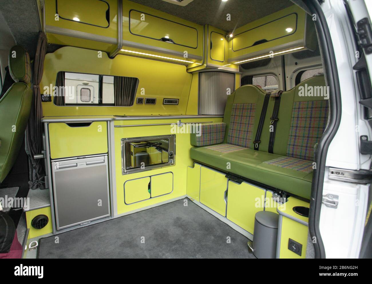 Interior of bright modern campervan 