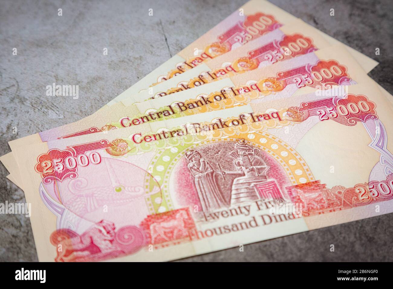 $25,000 Iraqi Dinar Note Money from Central Bank of Iraq Stock Photo