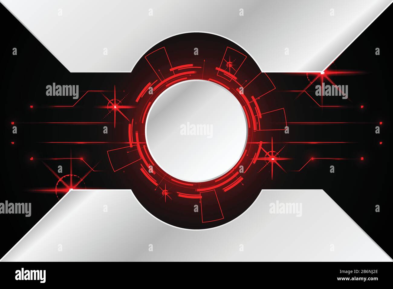 abstract technology background concept circle circuit digital metal red ...