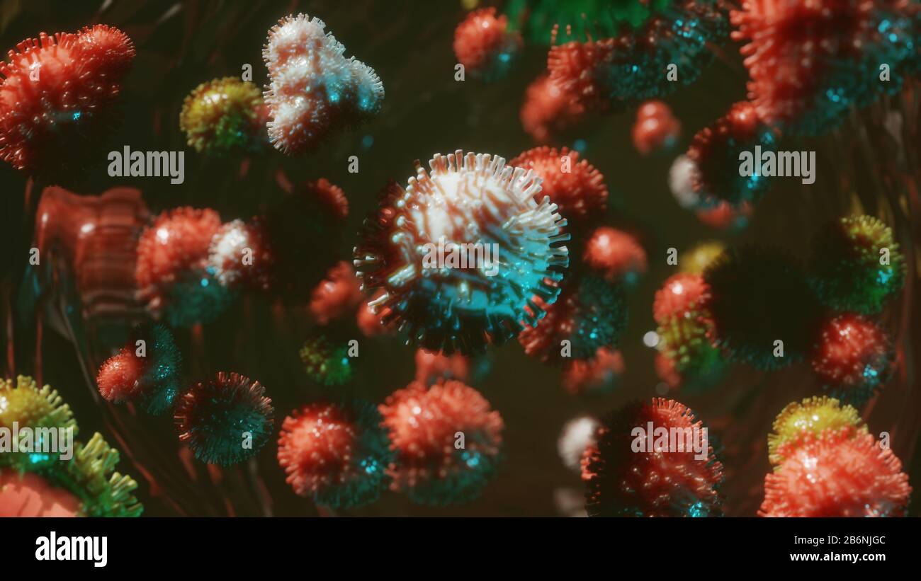 Flu Cell Model Coronavirus flu cell health crisis world pantemic representation. 3D ...