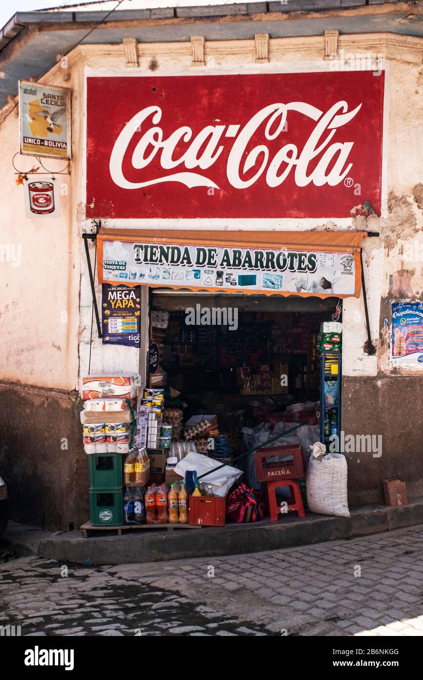 Little retail shop, Copacabana, Bolivia Stock Photo