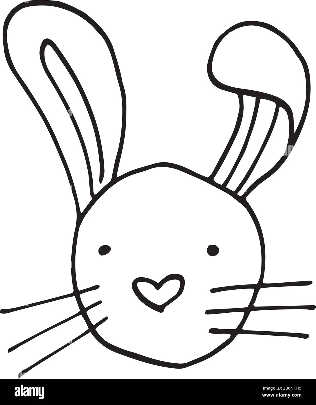 Rabbit head outline art , easter animal, coloring page Stock ...