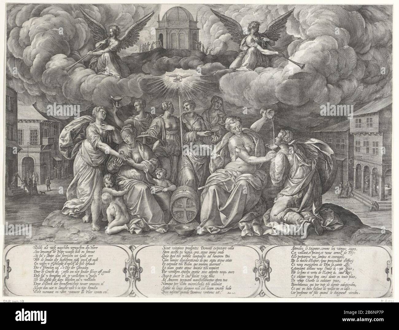 Gelijkenis Van De Vijf Wijze En De Vijf Dwaze Maagden Vergezeld Door De Drie Goddelijke Deugden The Five Wise Virgins Are Accompanied By The Three Theological Virtues Love Holds The Hand Of