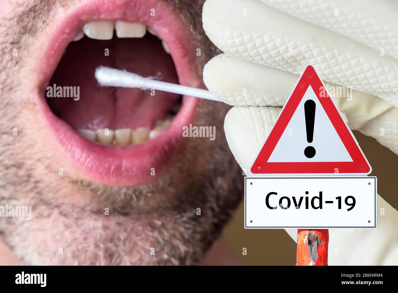Warning sign Covid-19 Coronavirus flu Stock Photo