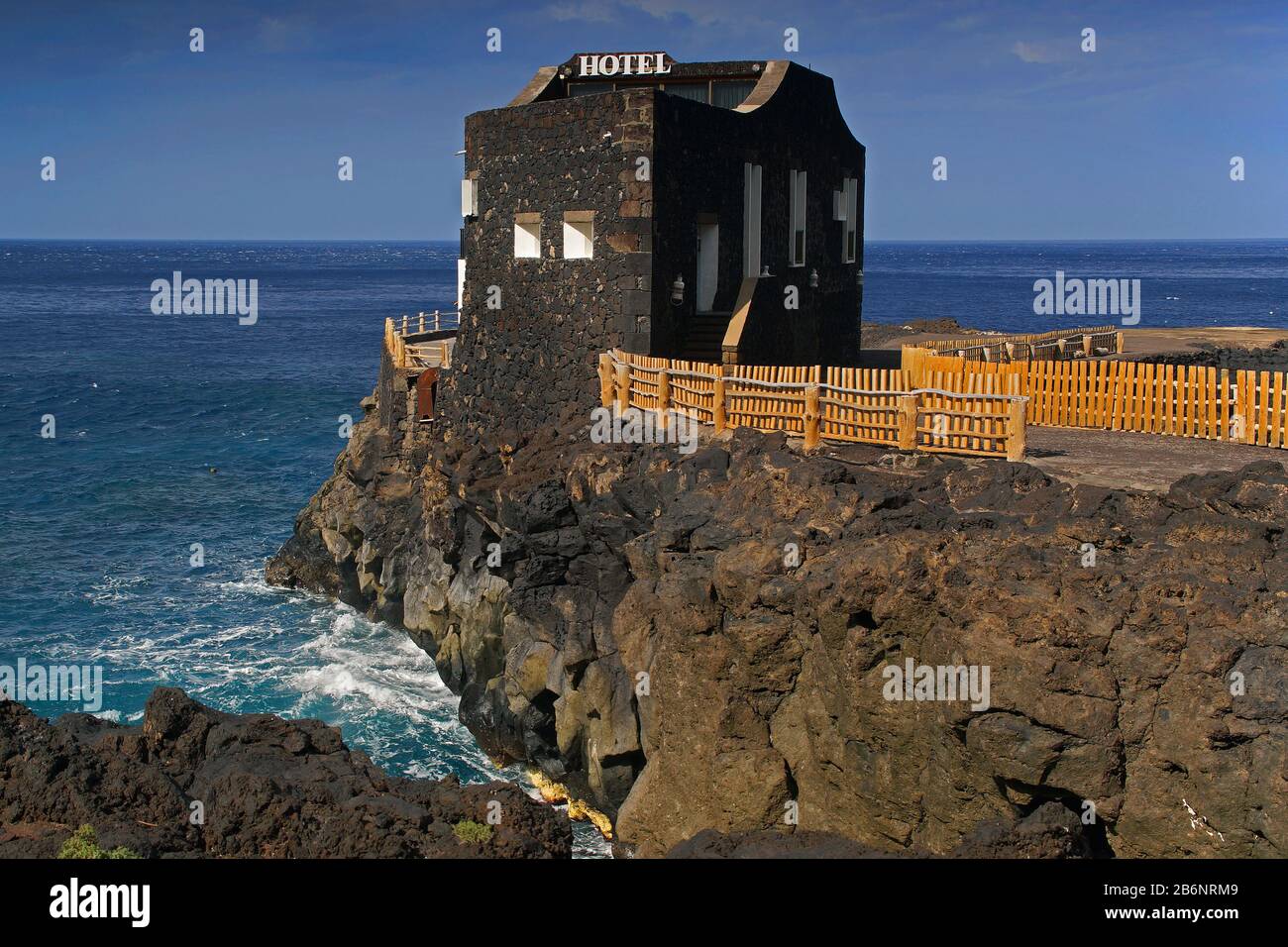 Kanarische Inseln, El Hierro, Steilkueste,  Atlantik, Hotel am Punta Grande, Stock Photo
