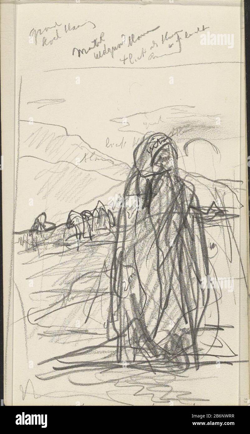 Gesluierde Figuur In Een Woestijnlandschap Veiled Figure In A