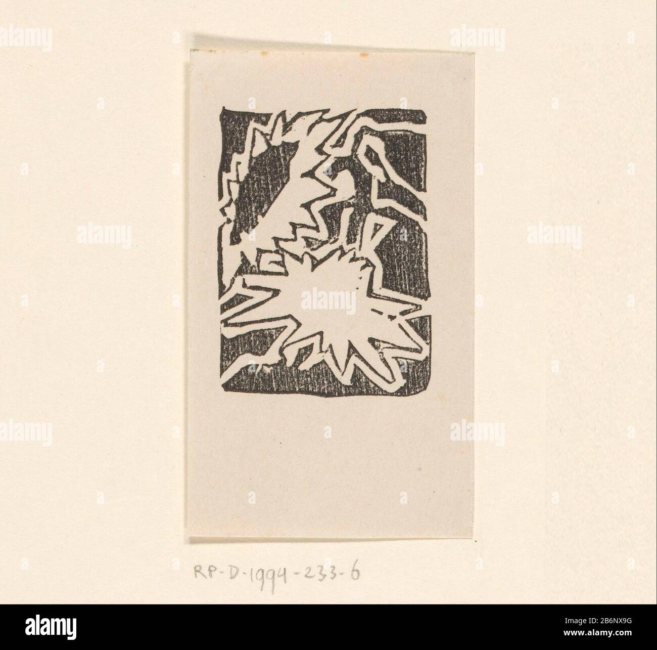 Gestileerde zonnebloem Stylized sunflower object type: picture Item number: RP-D-1994-233-6 Inscriptions / Brands: collector's mark, verso, stamped: Lugt 2228 collector's mark , verso, stamped: Lugt 2760 Manufacturer : printmaker: Reijer Stolk Place manufacture: Netherlands Date: 1906 - 1945 Material: paper Technique: woodcut dimensions: sheet: h 76 mm × W 45 mm Subject: flowers: sunflower Stock Photo