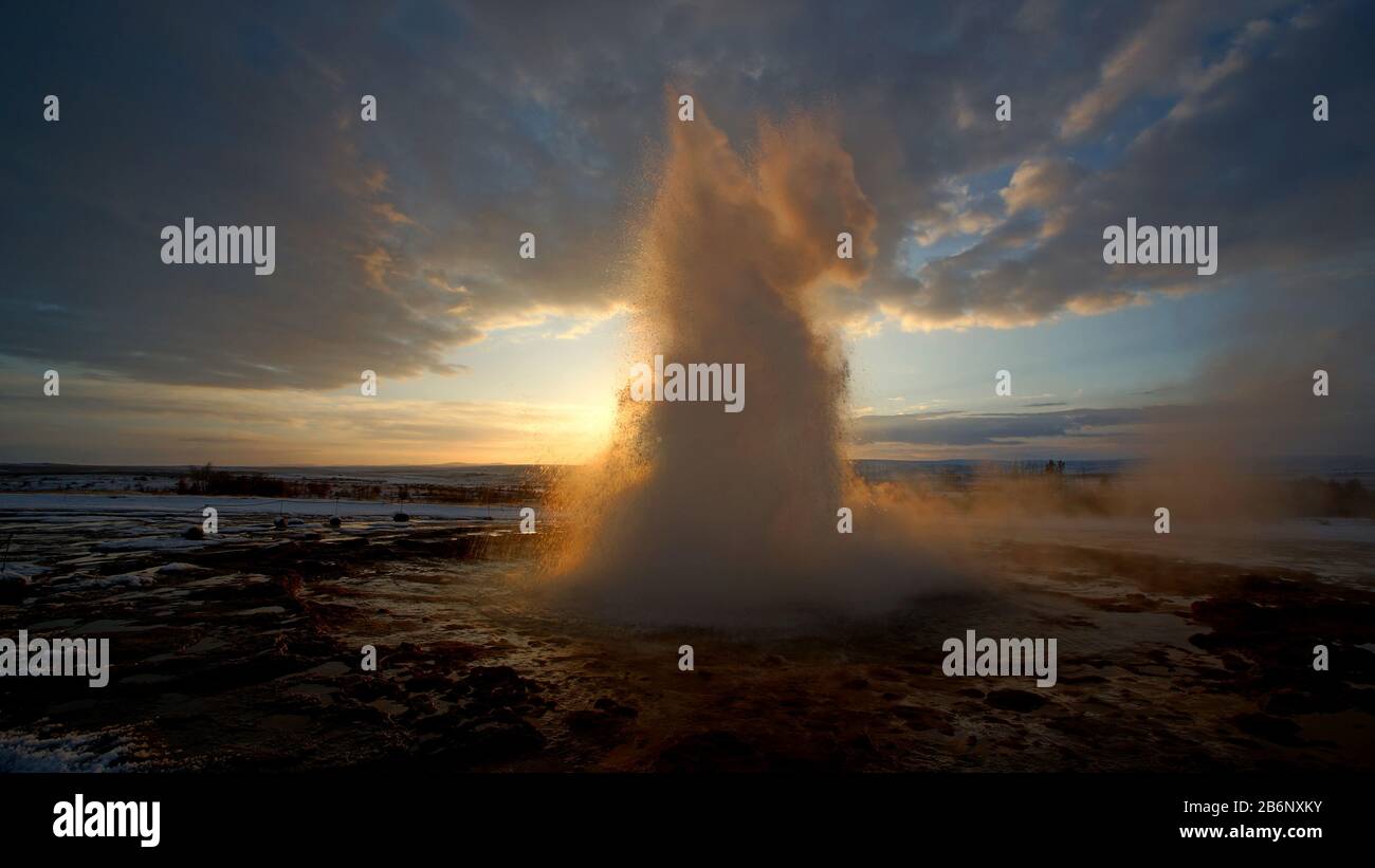 Europa, Island, Geysir, Strokkur Stock Photo