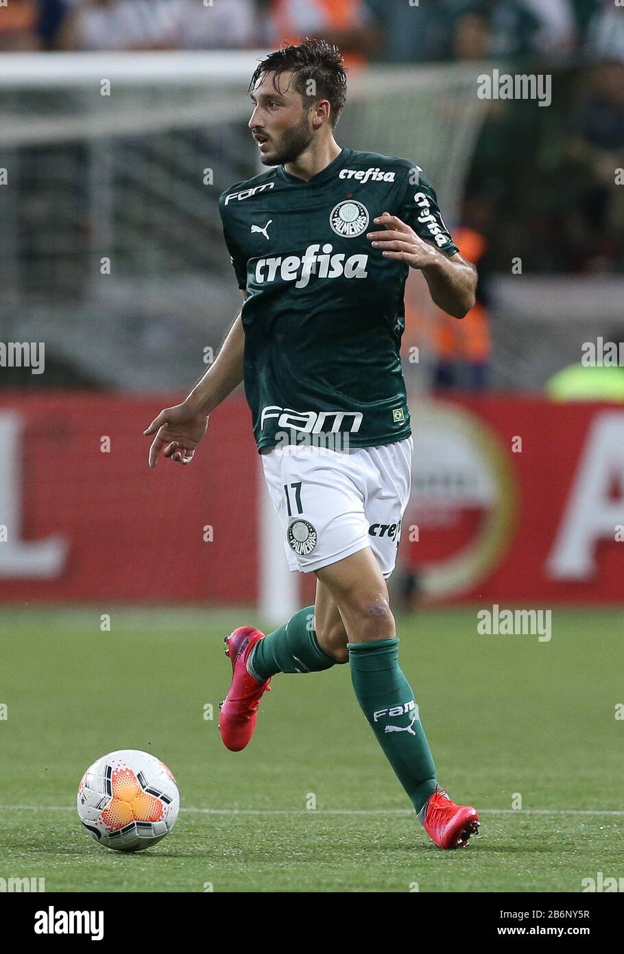 SÃO PAULO, SP - 10.03.2020: PALMEIRAS X GUARANÍ - The player Matías Viña,  from SE Palmeiras, in a game against the team of C Guaraní, during a match  valid for the second