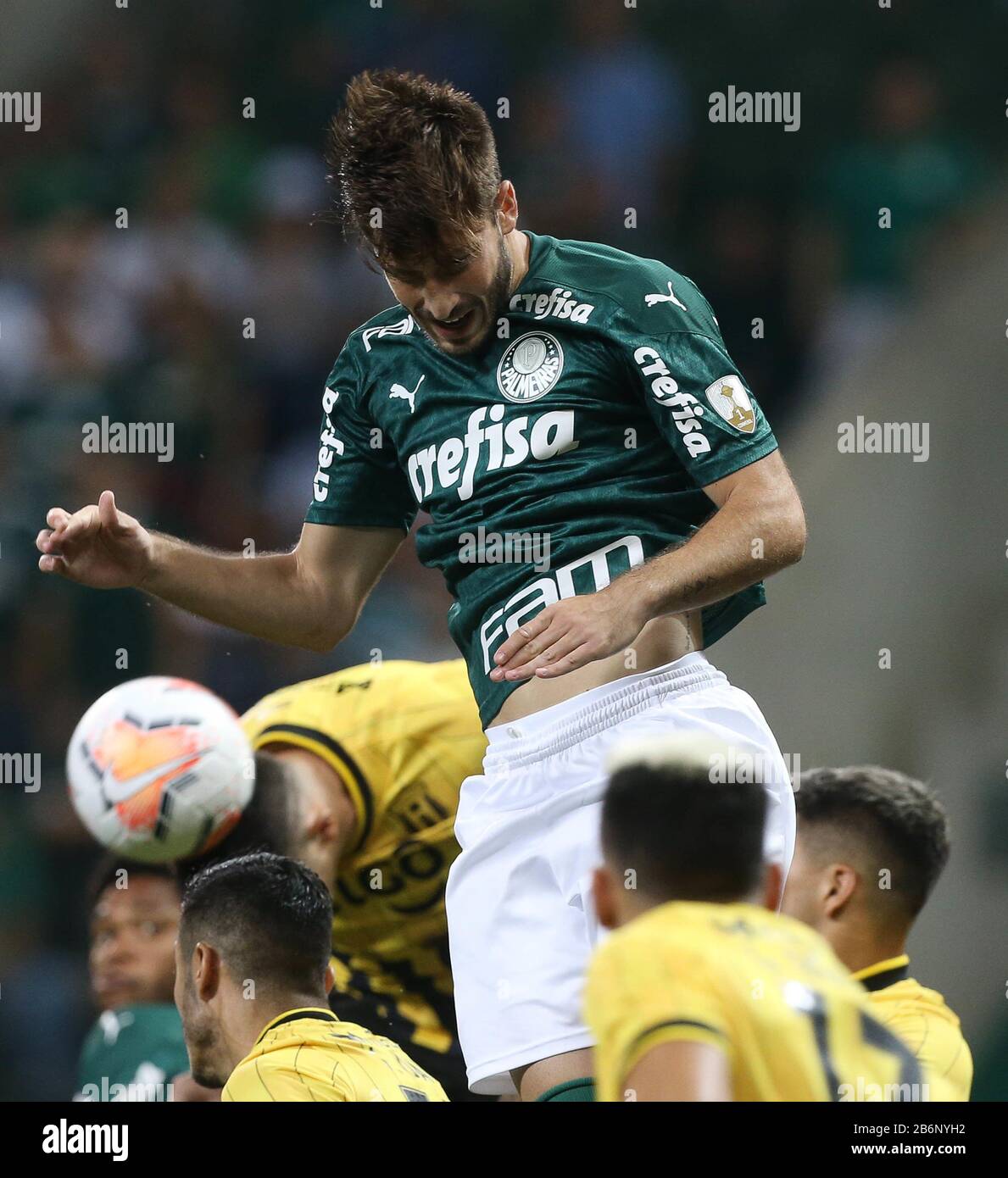SÃO PAULO, SP - 10.03.2020: PALMEIRAS X GUARANÍ - The player Matías Viña,  from SE Palmeiras, in a game against the team of C Guaraní, during a match  valid for the second