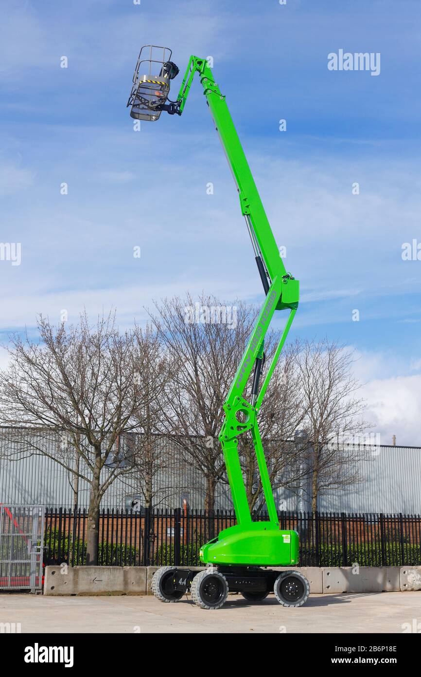 A 28m self propelled boom lift  HR28 Hybrid by Nifty Lift Stock Photo