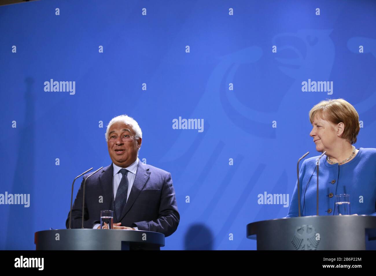 03/11/2020, Berlin, Germany, Chancellor Angela Merkel welcomes António Costa, Prime Minister of Portugal in the Chancellery. Stock Photo