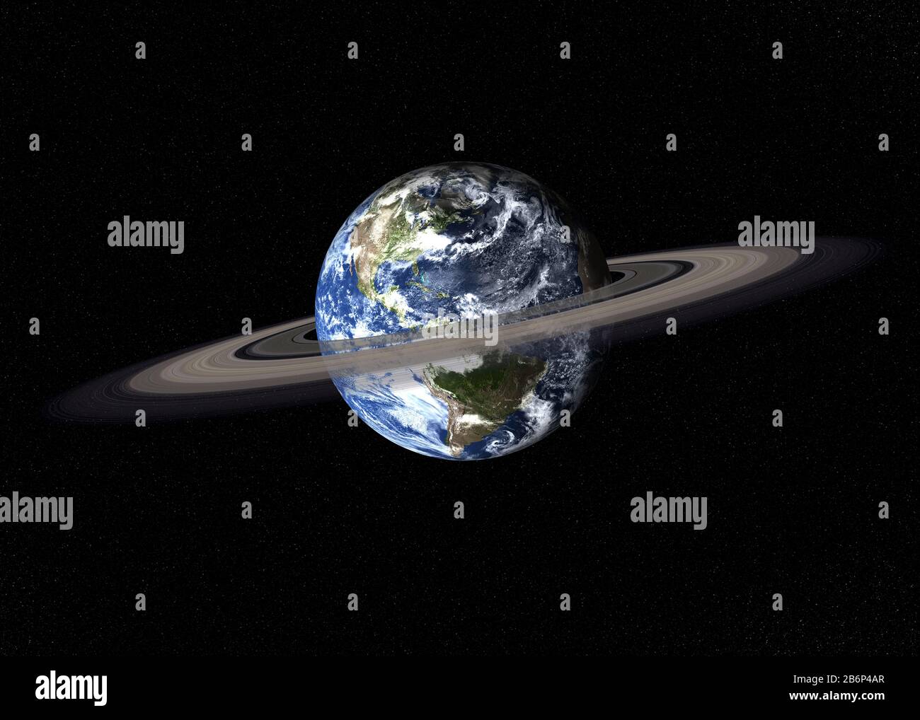Planet Earth with ring in outer space. Elements of this image furnished by NASA. Stock Photo