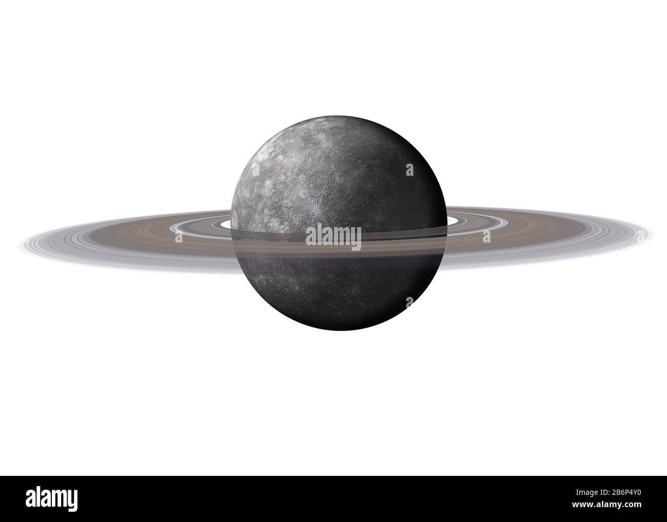 High detailed Mercury planet of solar system with saturn ring isolated on white background. Elements of this image were furnished by NASA Stock Photo