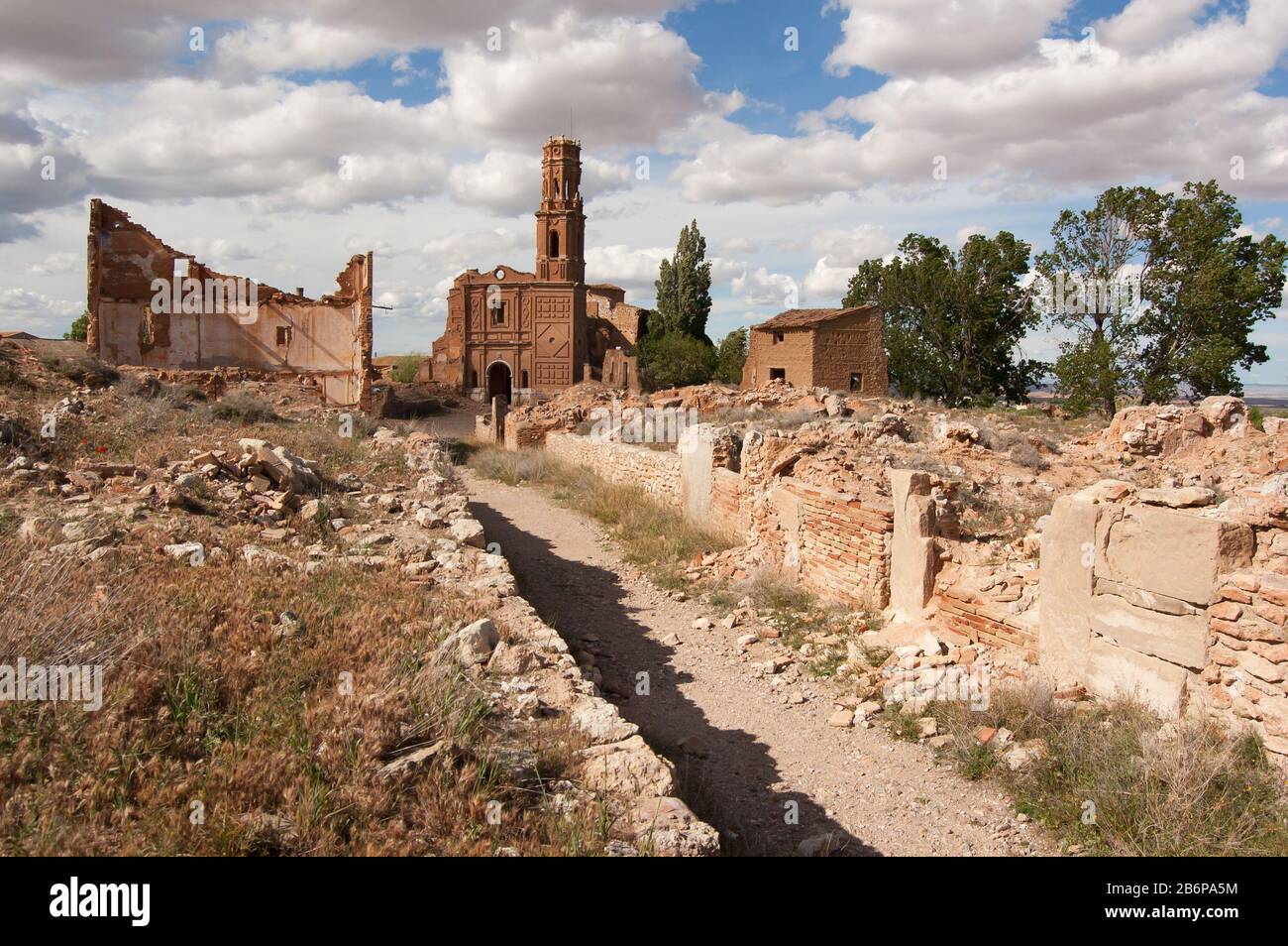 Gost town Belchite, village destroyed during spanish civil war. Street