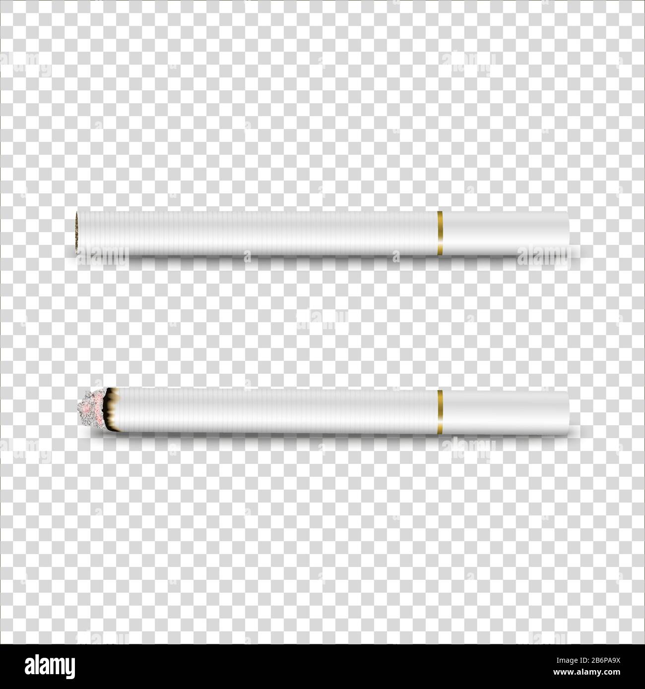 Vector 3d Realistic White Clear Blank Whole and Lit Cigarette Set Closeup  Isolated on Transparent Background. Design Template. Smoke Problem Concept  Stock Vector Image & Art - Alamy