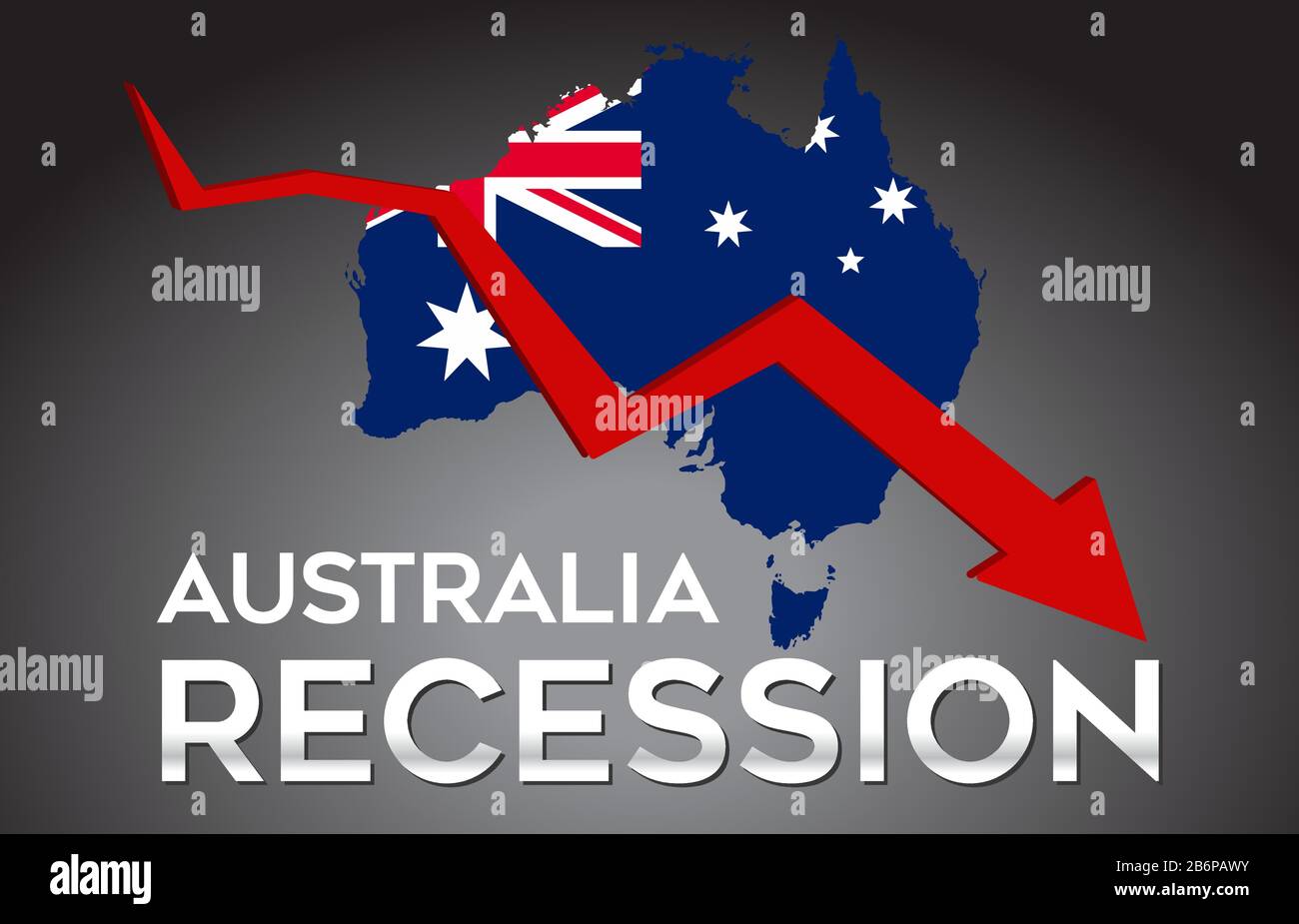 Map of Australia Recession Economic Crisis Creative Concept with