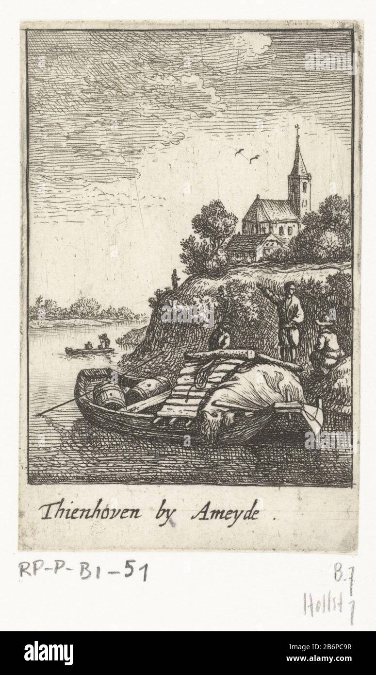 Gezicht op Tienhoven Thienhoven by Ameyde (titel op object) Nederlandse dorpsgezichten (serietitel) View Tienhoven from the water. Print out a series of twelve villages of Dutch places near Utrecht boats voorgrond. Manufacturer : printmaker Jan van Almelo Veen to design Herman SaftlevenPlaats manufacture: Netherlands Date: 1662 - 1683 Physical features: etching material: paper Technique: etching Dimensions: leaf : h × 85 mm b 55 mm Subject: village where: Achttienhoven Stock Photo