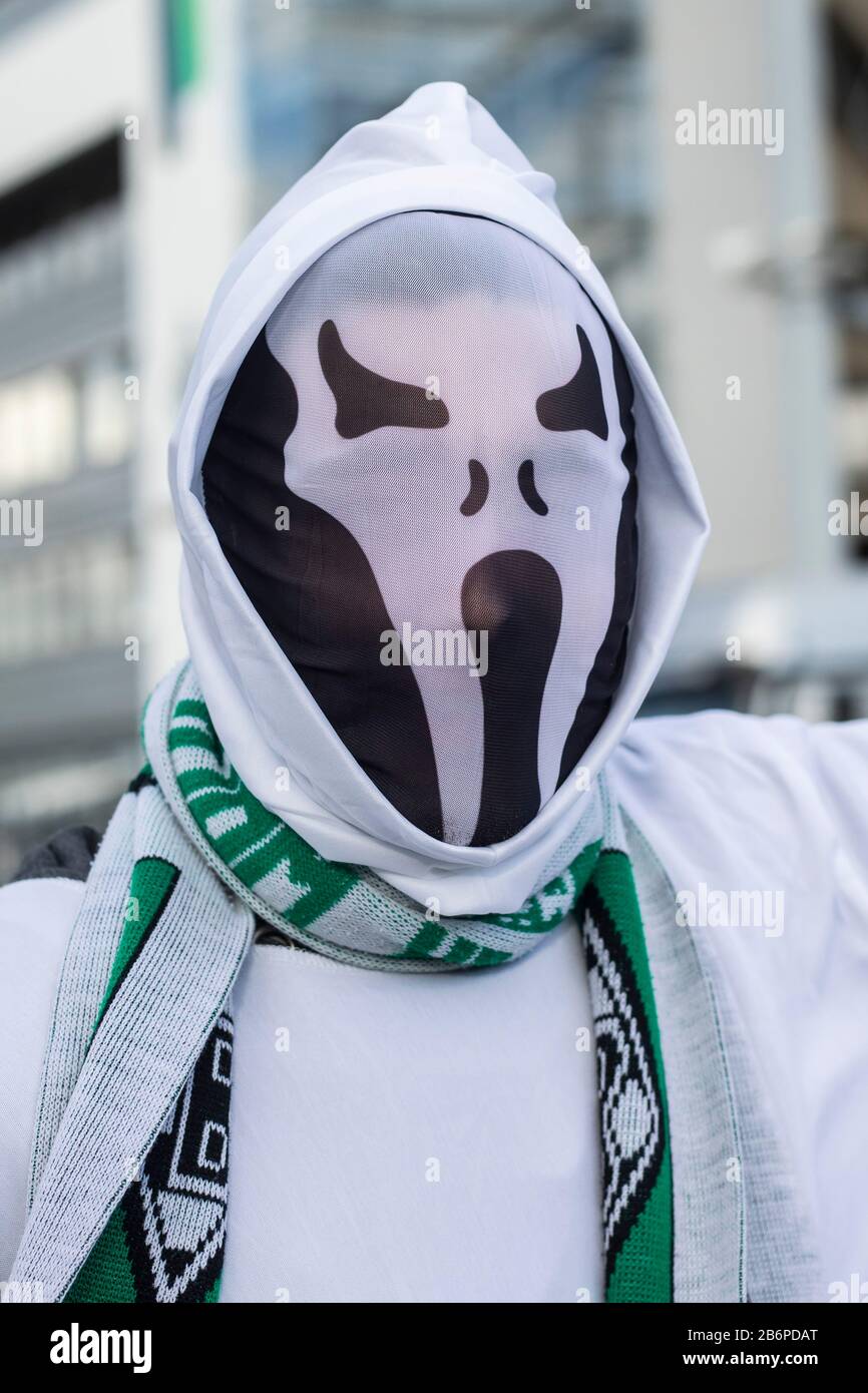 Monchengladach, Germany. 11th Mar, 2020. Fans with ghost costume prior the Bundesliga match Borussia Mönchengladbach vs. 1.FC Köln in the season 2019/2020 (Geisterspiel, ghost game, coronavirus) DFL regulations prohibit any use of photographs as image sequences and/or quasi-video. Credit: Mika Volkmann/Alamy Live News Stock Photo
