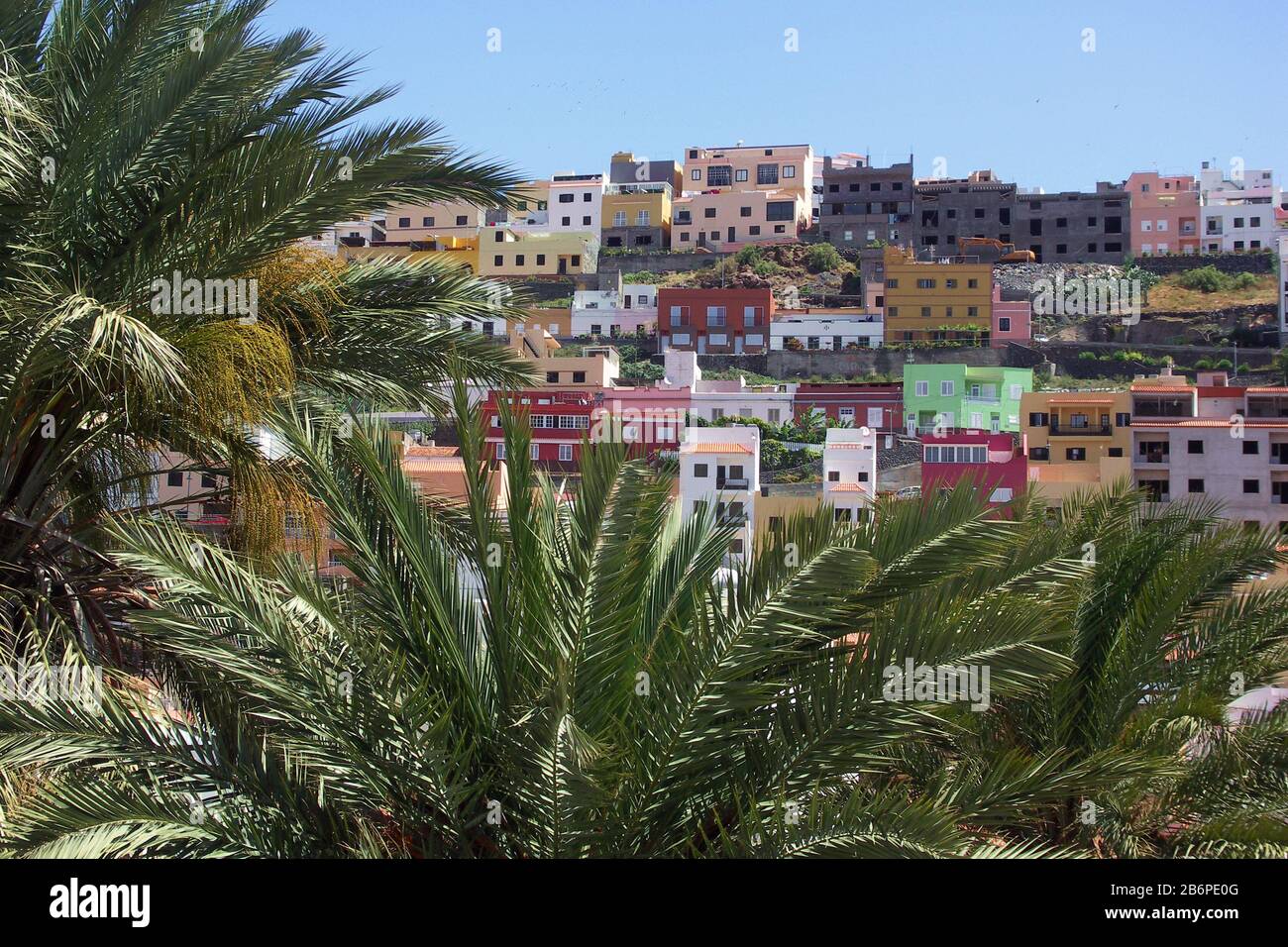 Colorful houses in San Sebastian del La Gomera, Canary islands/ Spain Stock Photo