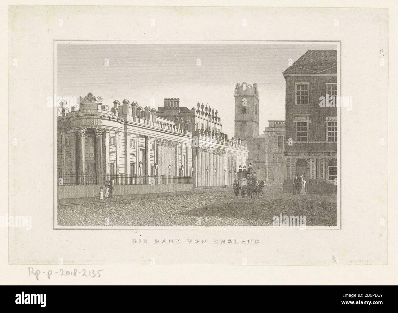 Gezicht op de Bank of England, te Londen Die Bank von England in London (titel op object) View of the Bank of England, to LondenDie Bank von England in London (title object) Object type: picture Item number: RP-P-2018-2135 Inscriptions / Brands: collector's mark, verso, stamped: Lugt 2228 Manufacturer : printmaker: anonymous (listed building) publisher: Bibliographisches Institut (listed property) Place manufacture: Hildburghausen Dating: 1828 - 1874 Material: paper Technique: steel engra dimensions: plate edge: h 148 mm × W 195 mm Subject: bank where: Bank of England Stock Photo