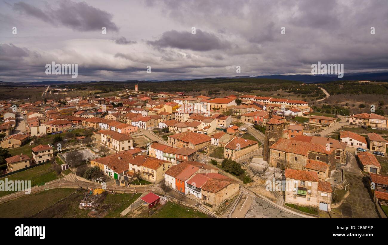 View of Abejar village in Soria province, Spain Stock Photo