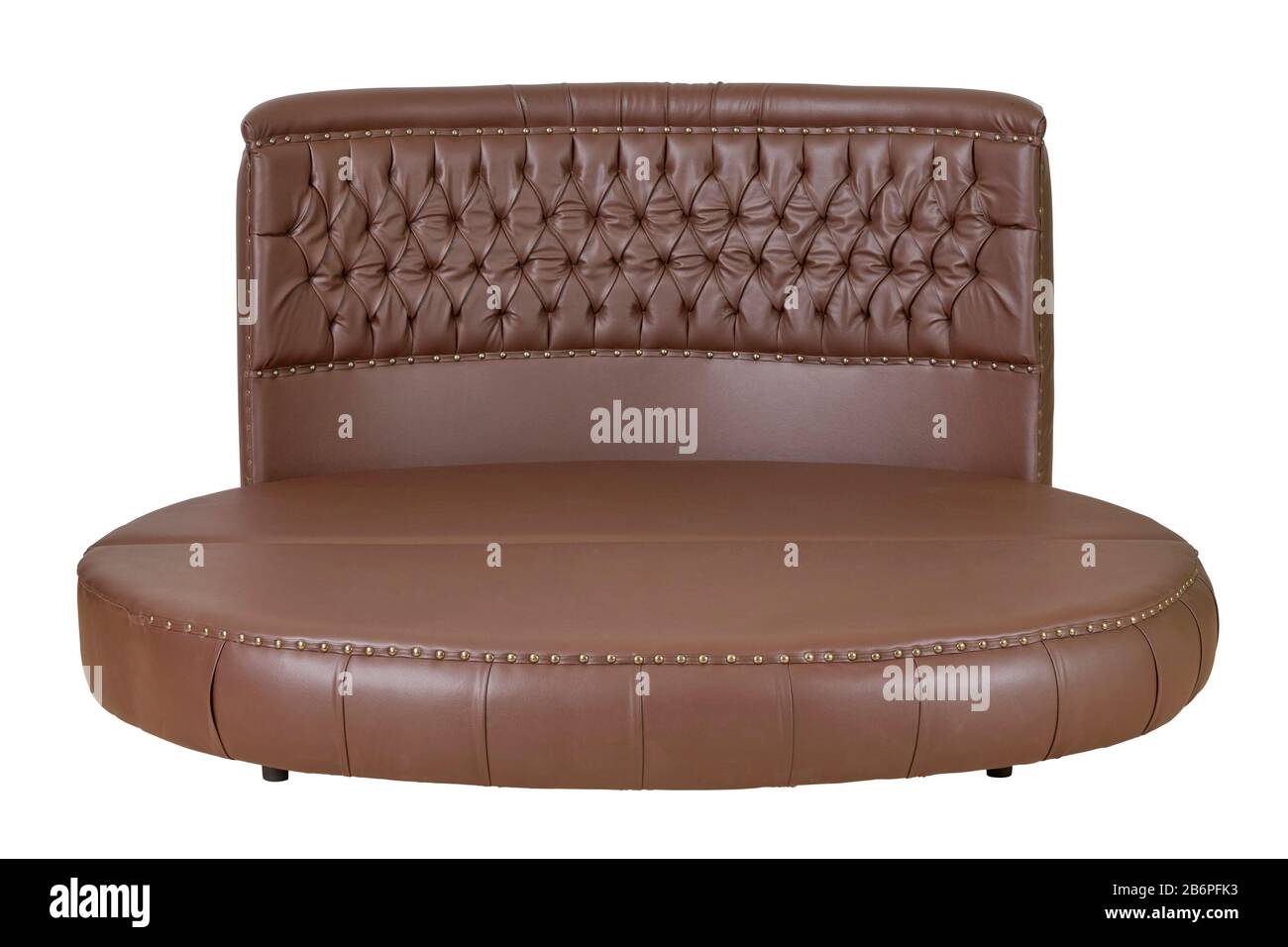 Brown leather bed isolated on white background Stock Photo