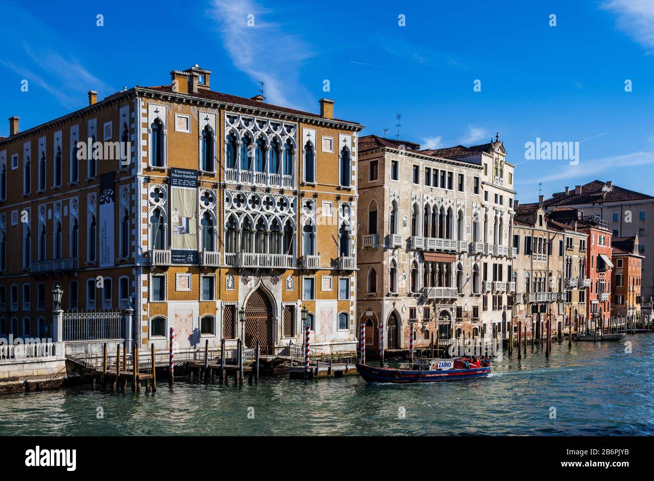 Palazzo Cavalli-Franchetti and Palazzo Barbaro on the Grand Canal, Canal Grande, Venice, Italy, Europe Stock Photo