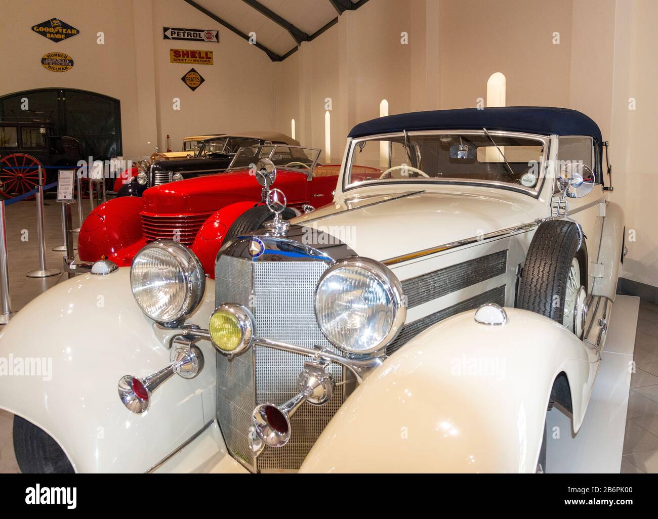 Classic concours cars on display in the Franschhoek Motor Museum, Franschhoek, South Africa Stock Photo