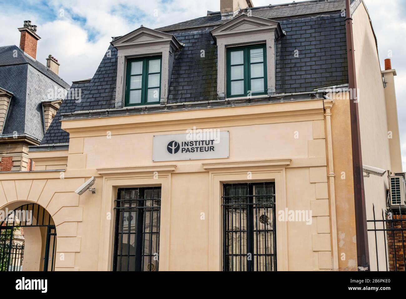 Entrance of Old building of the Pasteur institute in Paris Stock Photo