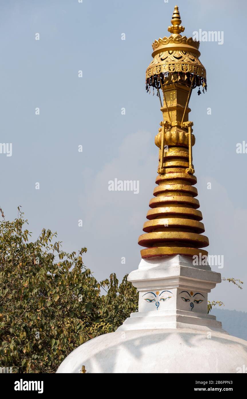 White Stupa Swayambhunath at Monkey Temple Kathmandu Stock Photo - Alamy