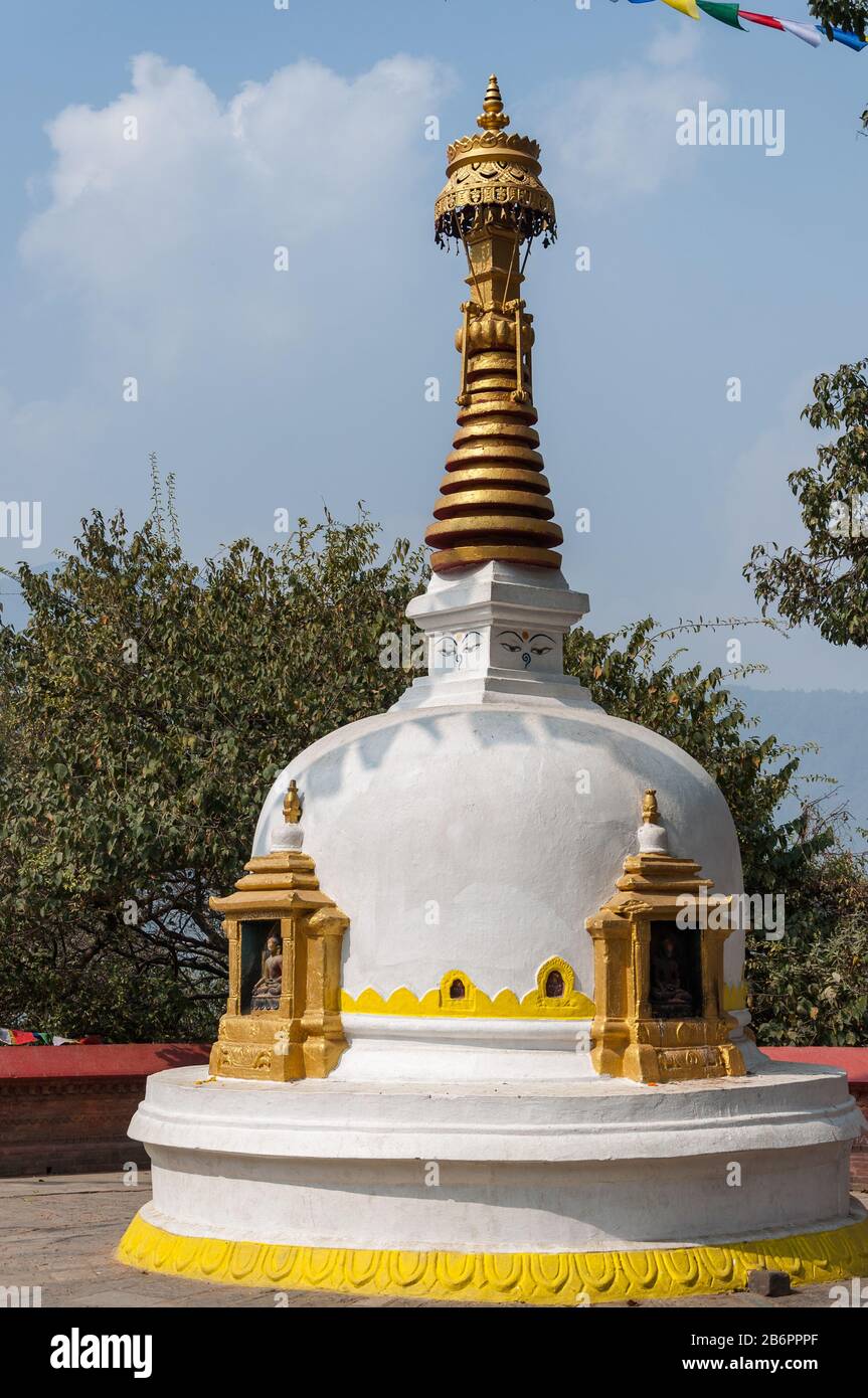 White Stupa Swayambhunath at Monkey Temple Kathmandu Stock Photo - Alamy