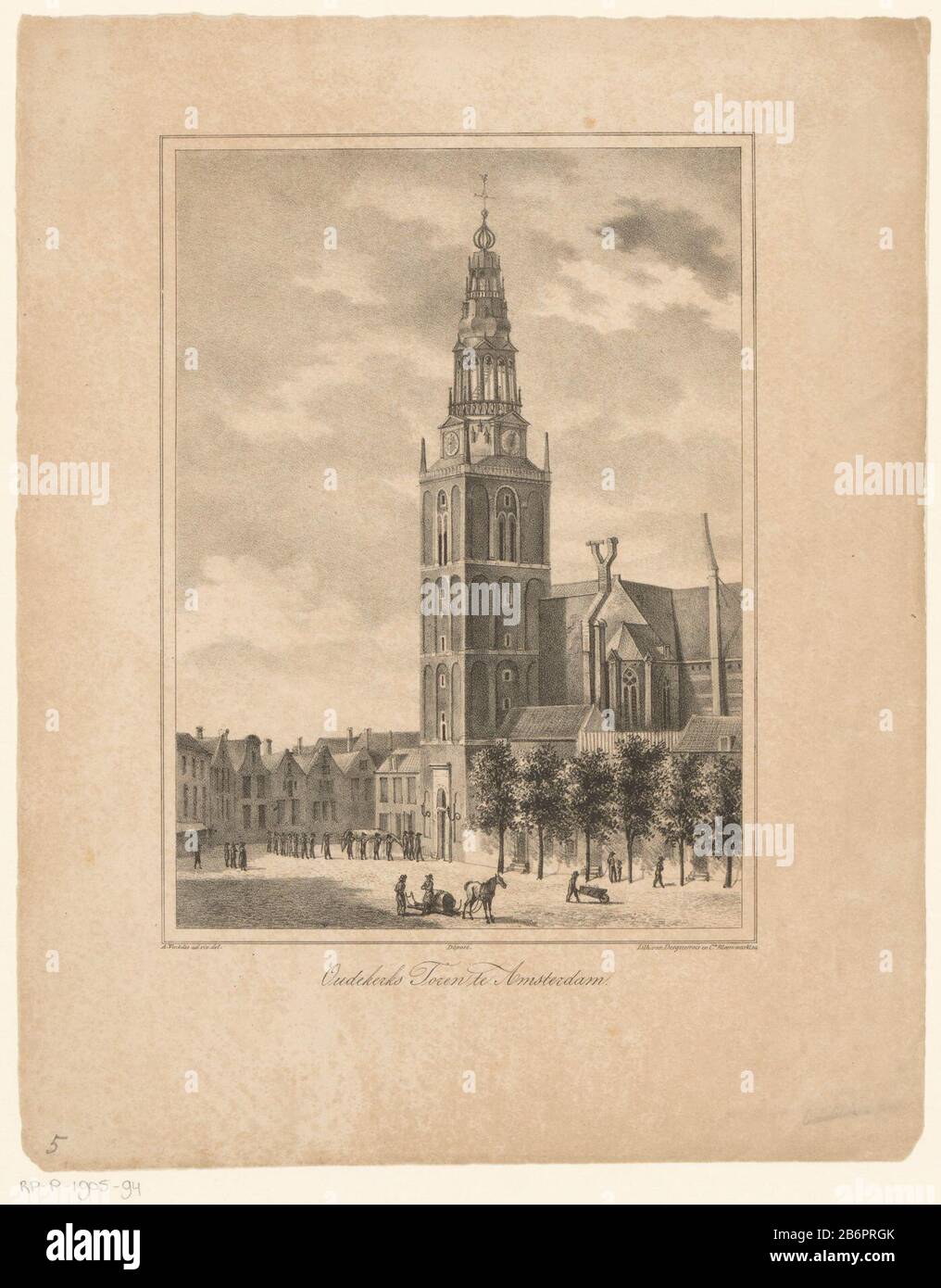 Gezicht op de Westertoren te Amsterdam Wester Toren te Amsterdam (titel op object) Gezichten van de Zes Voornaamste Torens der Stad Amsterdam 2de Cahier (serietitel) View of the Wester, Amsterdam Wester Tower Amsterdam (title object) Faces Six Main Towers of the City of Amsterdam. 2nd Cahier (series title) Property Type: picture Item number: RP-P-1905-94 Inscriptions / Brands: collector's mark, verso, stamped: Lugt 2228octrooivermelding, recto, printed: 'Déposé.' Manufacturer : printmaker: anonymous design by Abraham Vinkeles (listed object) printer: Desguerrois & Co. (Listed property) Place m Stock Photo