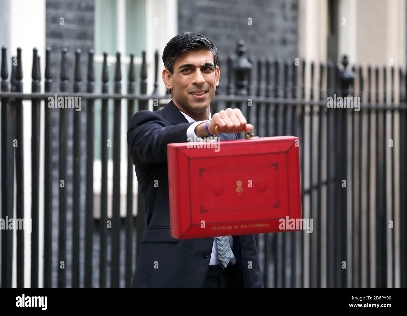 London, UK. 11th Mar, 2020. Rishi Sunak the Chancellor of the Exchequer stands outside Number 11 Downing Street before he delivers his Budget speech in The House of Commons at lunchtime. Budget Day, Downing Street, Westminster, London, March 11, 2020. Credit: Paul Marriott/Alamy Live News Stock Photo
