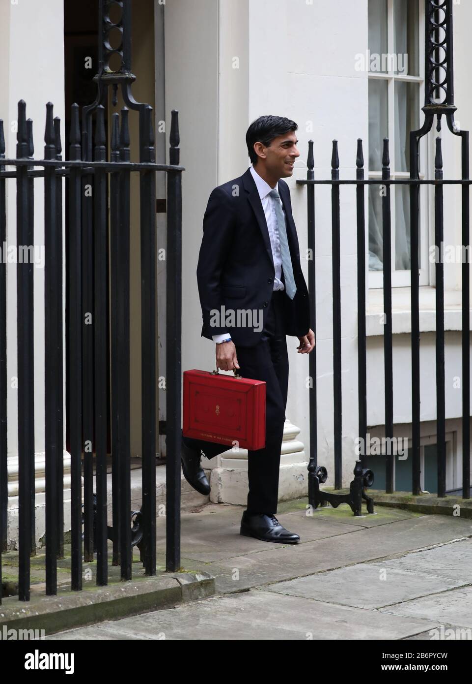 London, UK. 11th Mar, 2020. Rishi Sunak the Chancellor of the Exchequer stands outside Number 11 Downing Street before he delivers his Budget speech in The House of Commons at lunchtime. Budget Day, Downing Street, Westminster, London, March 11, 2020. Credit: Paul Marriott/Alamy Live News Stock Photo