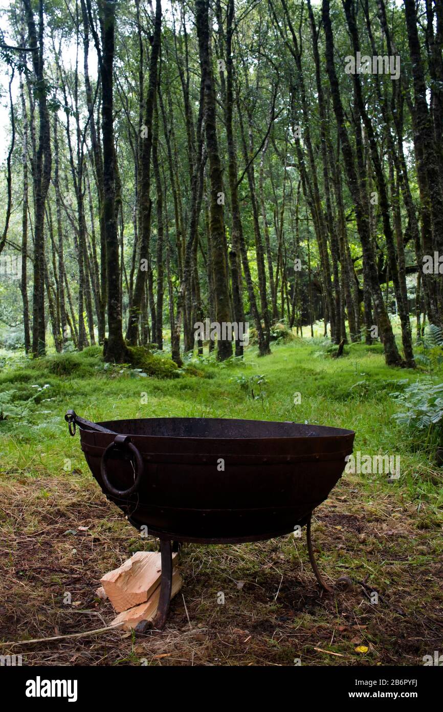 Fire pit camping in the Scottish Highlands Stock Photo Alamy