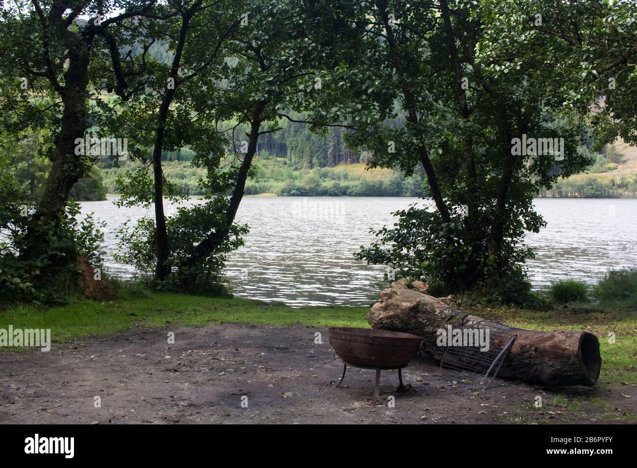 Fire pit camping in the Scottish Highlands Stock Photo Alamy