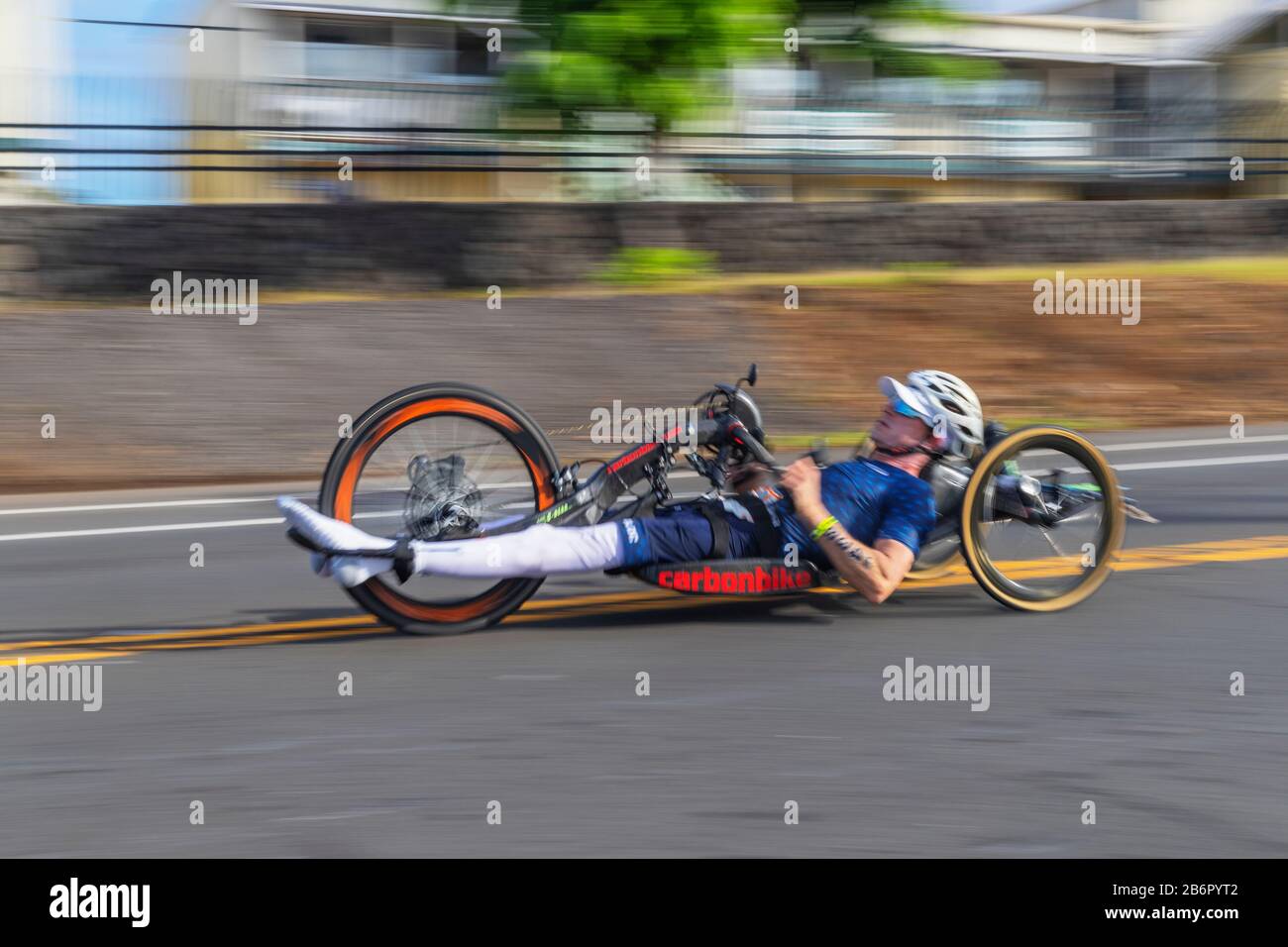 USA, Hawaii, Big Island, Kona, Ironman Kona triathlon, para cyclist