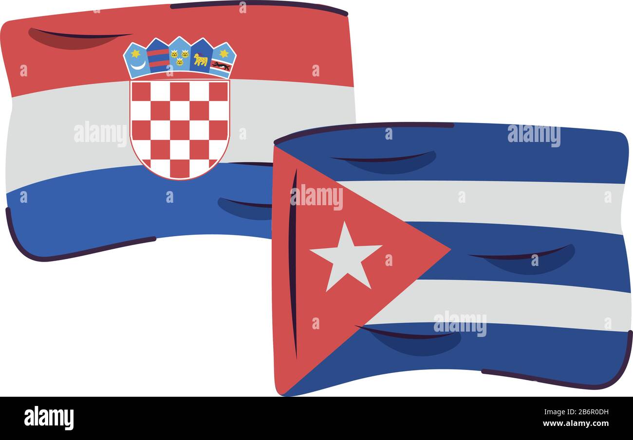 croatia and cuba flags countries isolated icon Stock Vector