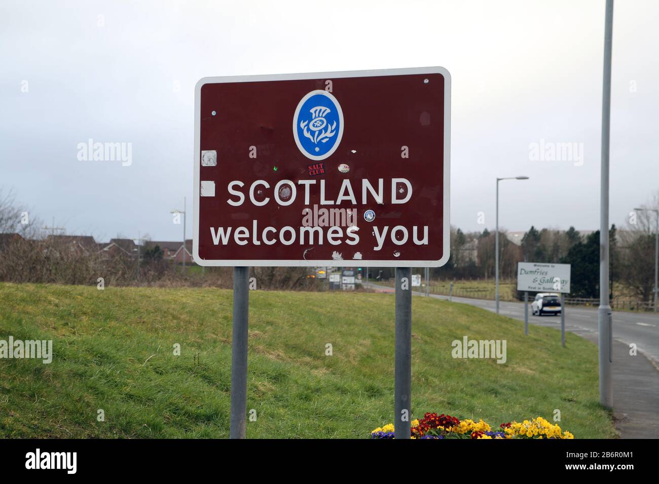 Scotland welcomes you Stock Photo