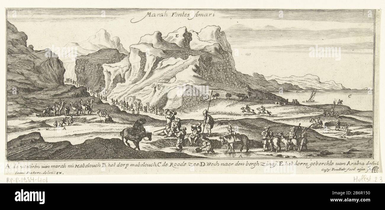 Gezicht op de waterbron van Mara Topografische afbeeldingen van het