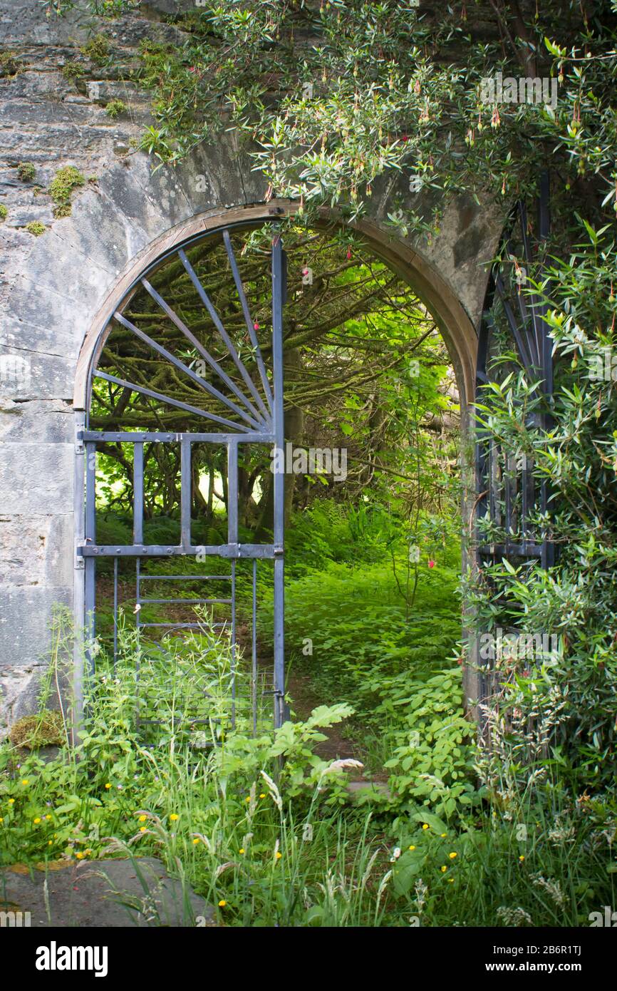 Gate wall to a secret walled hidden garden in Argyle Scotland Stock Photo Alamy