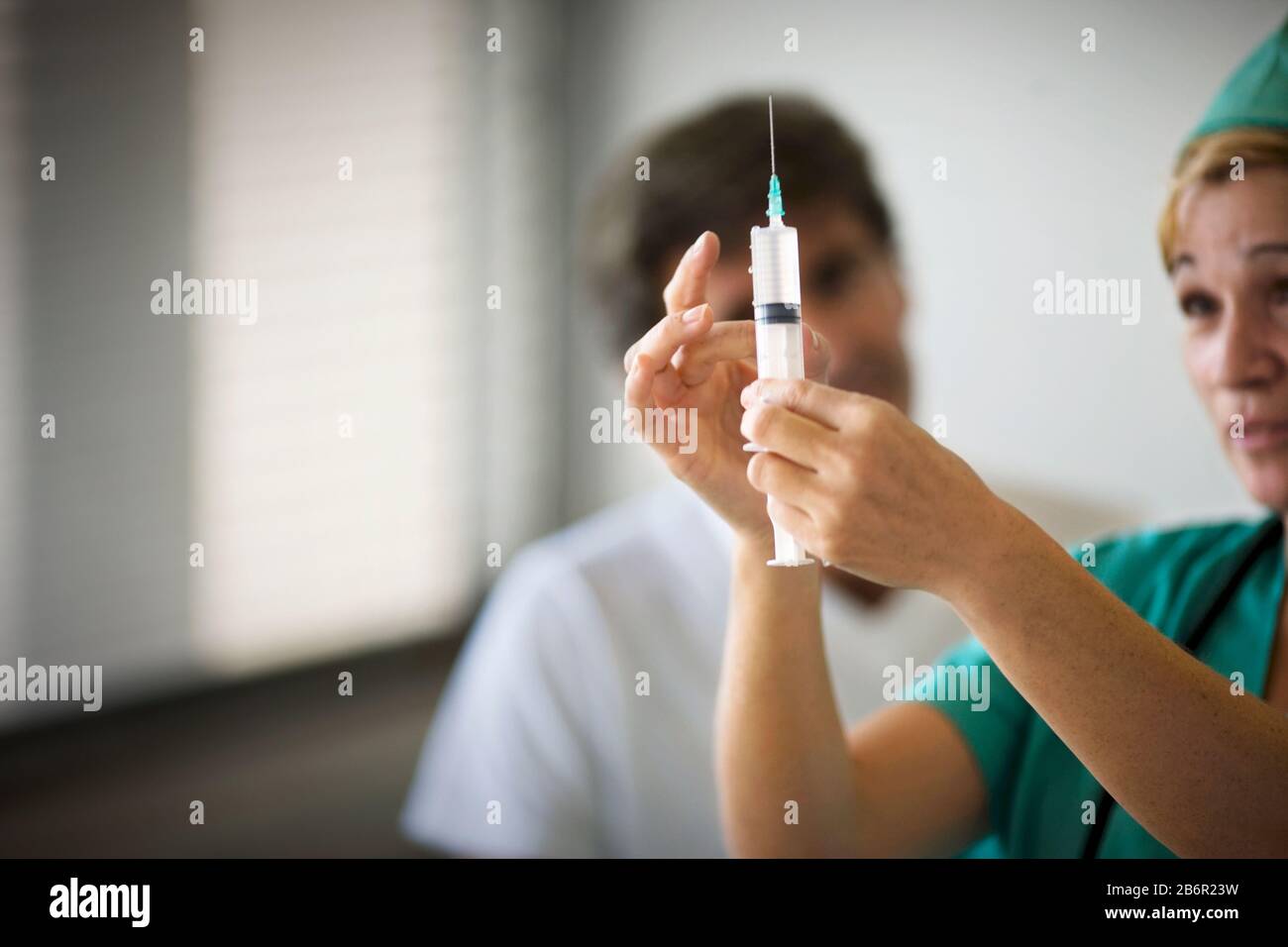 View of a doctor at work. Stock Photo