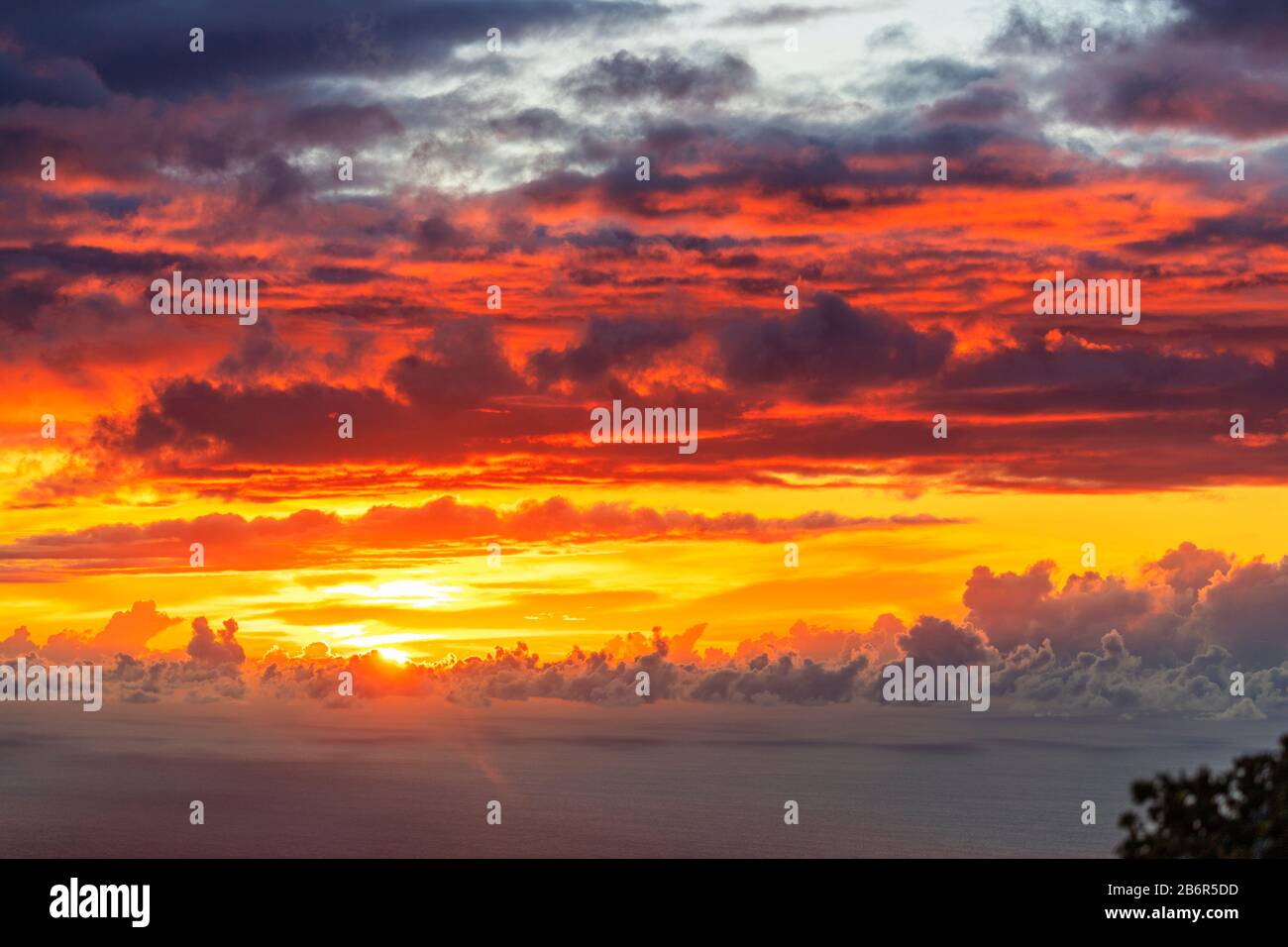 United States of America, Hawaii, Kauai island, Kokee state park, Napali coast, Kalalau lookout, sunset Stock Photo